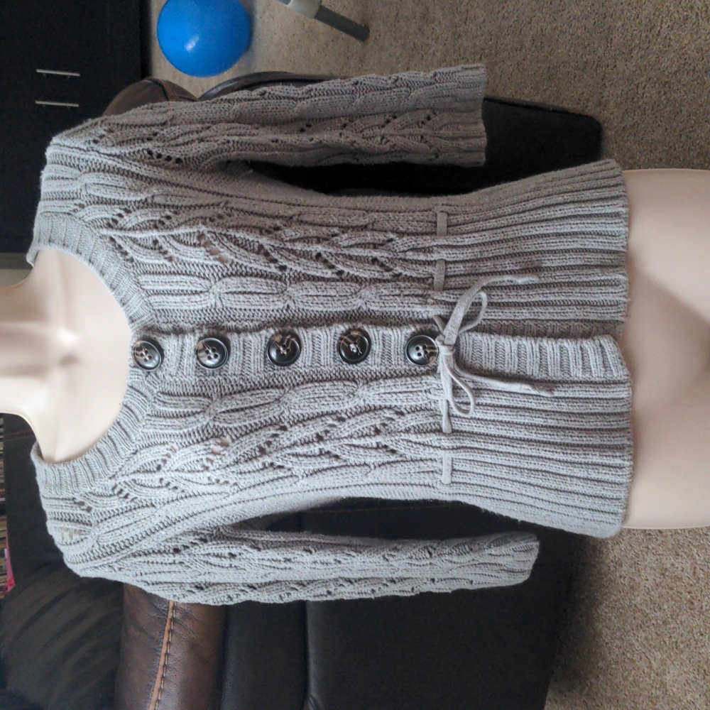 Gray button up sweater